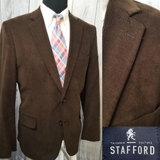 Stafford Men's Blazer 44R Brown Corduroy Super Soft Elbow Patches Sport Coat