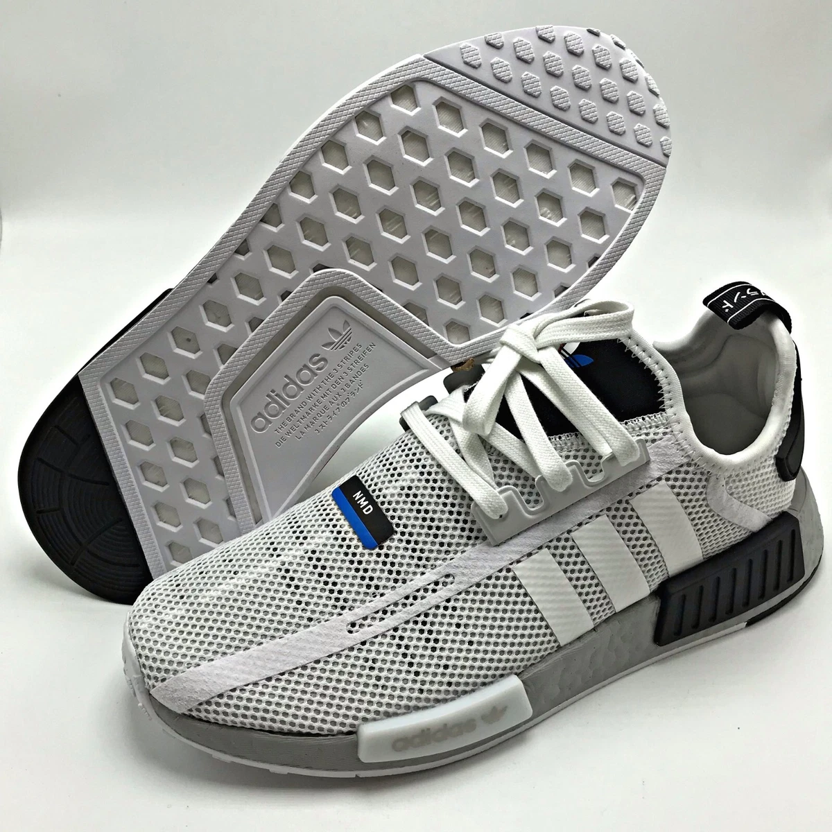 Adidas originals nmd r1 primeknit trainer grey  white deals