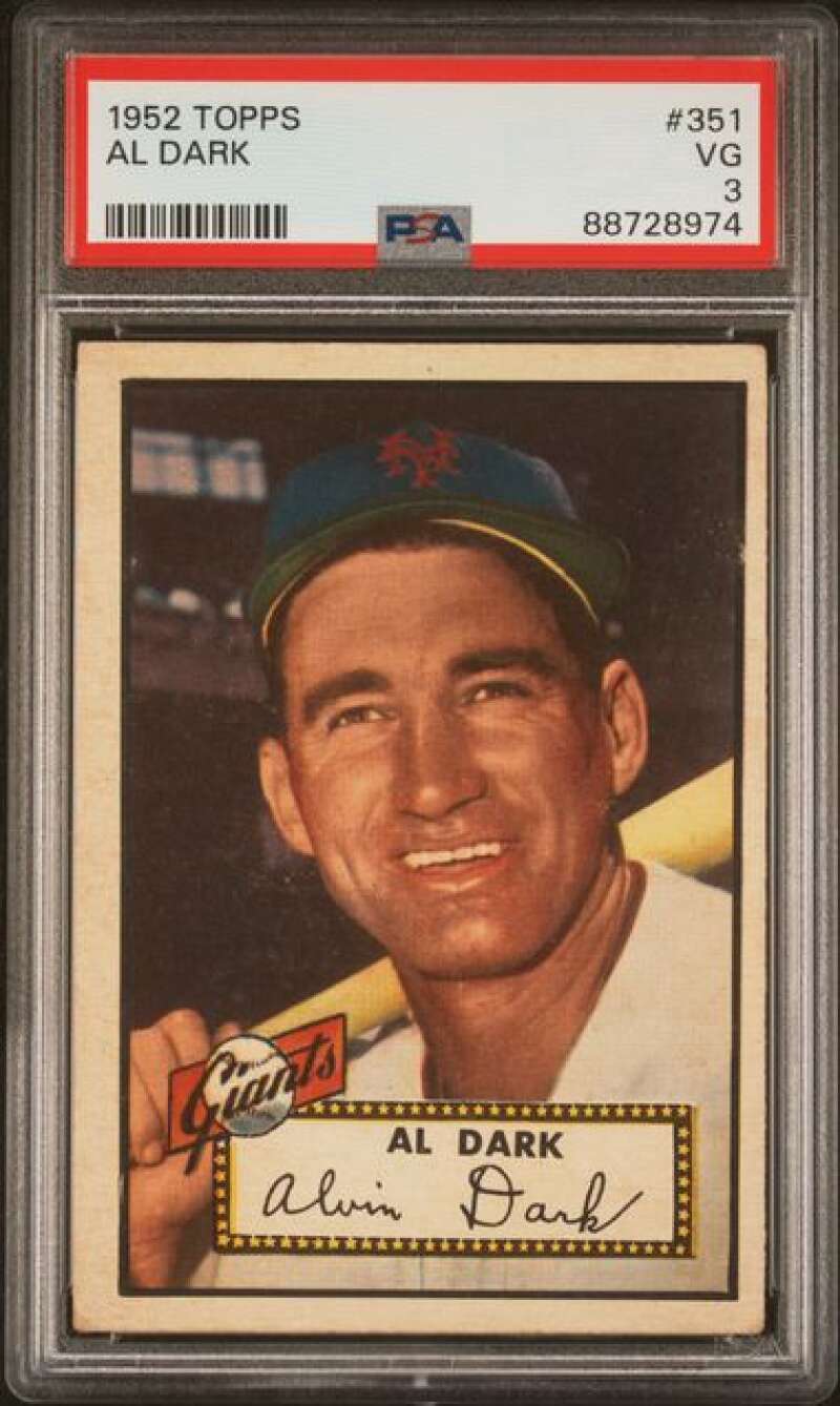 1952 Topps #351 Alvin Dark PSA 3 NY Giants UER  (8974)