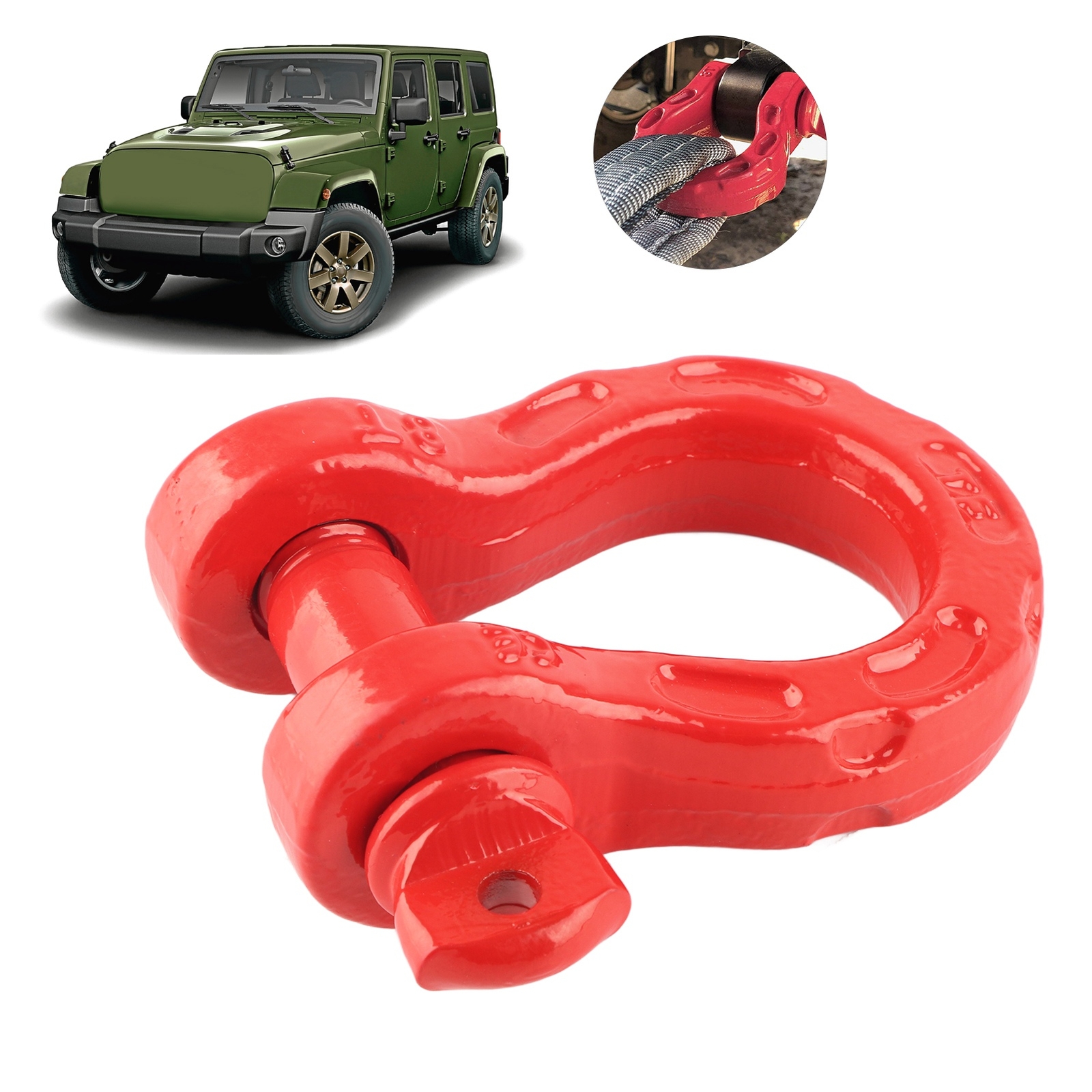 (red)Winches Shackle 19T/41000lbs Breaking Strength Towing Clevis 5T