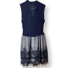 SLNY black silver 16 sleeveless party dress prom gala evening