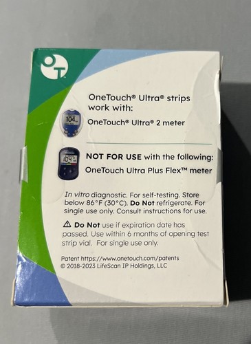 One Touch Ultra Glucose Blood Test Strips - 100 Strips - Exp 1-31-2026