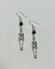 Skeleton Earrings, Halloween Earrings, FREESHIPPING, on sterling silver earwires