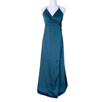 Lulus Maxi Dress Surplice V-Neck Cross Adjustable Strap Front Open Slit XL NWT