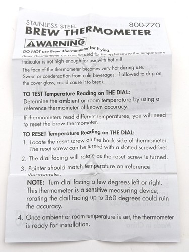 Bayou Classic 3" 60-220° Stainless Steel Brew Thermometer Bulkhead Mount - Picture 5 of 6