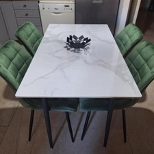 Tavolo da pranzo tavolo sala da pranzo marmo tavolo da cucina tavolo da ufficio 120 cm bianco lucido/grigio