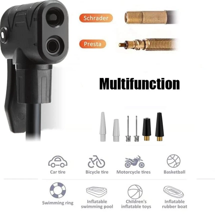 Bike Floor Pump 160 Psi with Gauge Bicycle Pump Air Ball Bike Pump High Pressure - Image 3 of 4