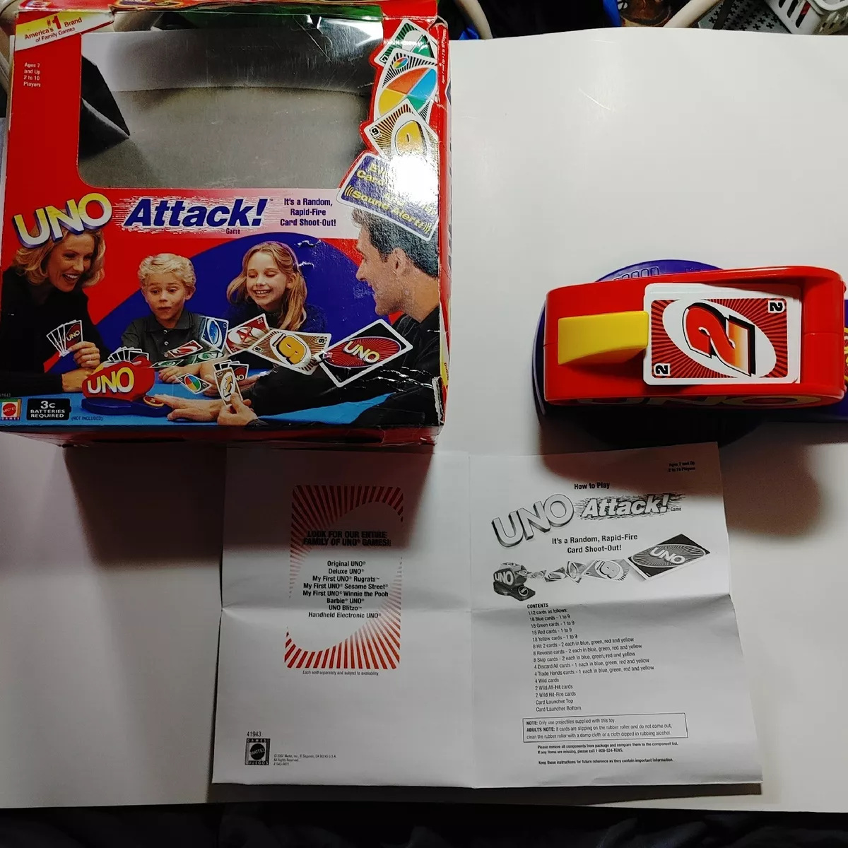 VTG Mattel Uno Attack Electronic Launcher Card Game Cards with box