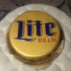 Vintage Miller Lite Beer Bottle Cap Sign 17 Inch Mancave Bar Round Plastic