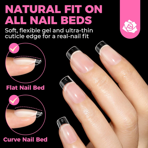 Nail Tips Square: 504PCS Short Square Nail Tips Pre Etched Gel Fake Nails Tips, - Picture 4 of 12