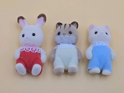 Calico Critters Sylvanian Families Baby Lot of 3 Rabbit, Squirrel, Cat 2''