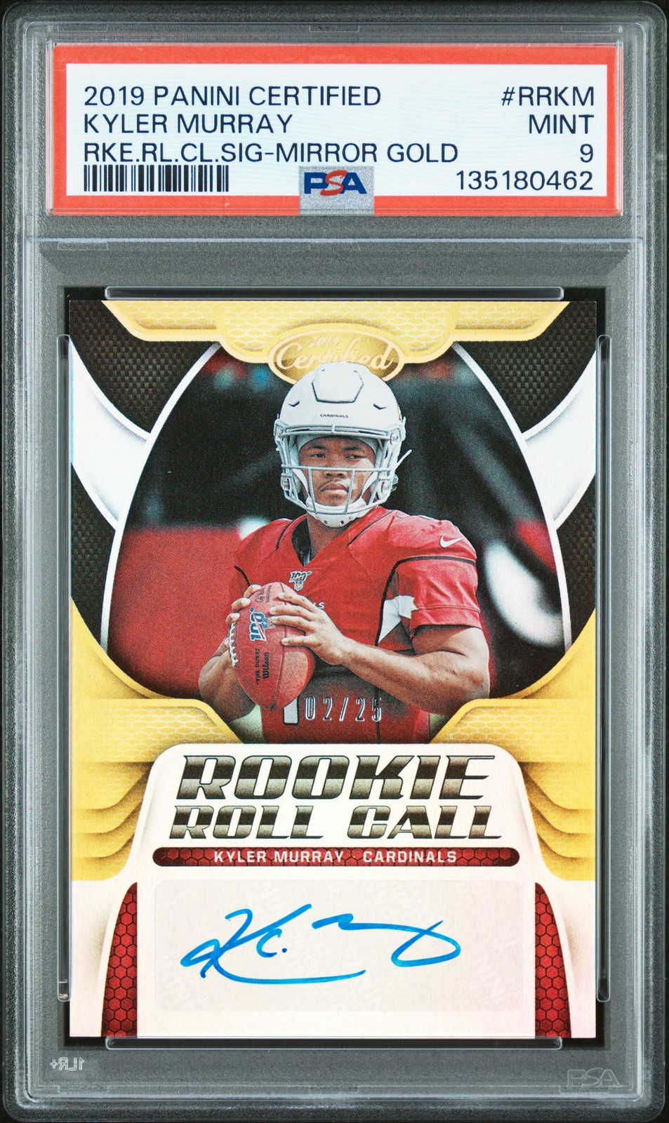 Kyler Murray Panini Certified Rookie Roll Call Signatures #RRKM Mirror Gold