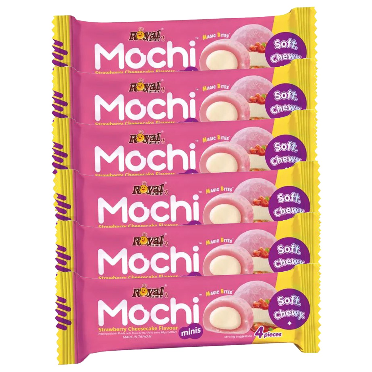 Royal Family Mochi Strawberry Snack Riegel Soft Chewy 40g 6er Pack