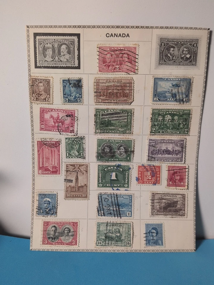 3 x CANADA ALBUM PAGEs OF 76 GOOD USED Old STAMPS QV - KG6 - Image 2 of 4