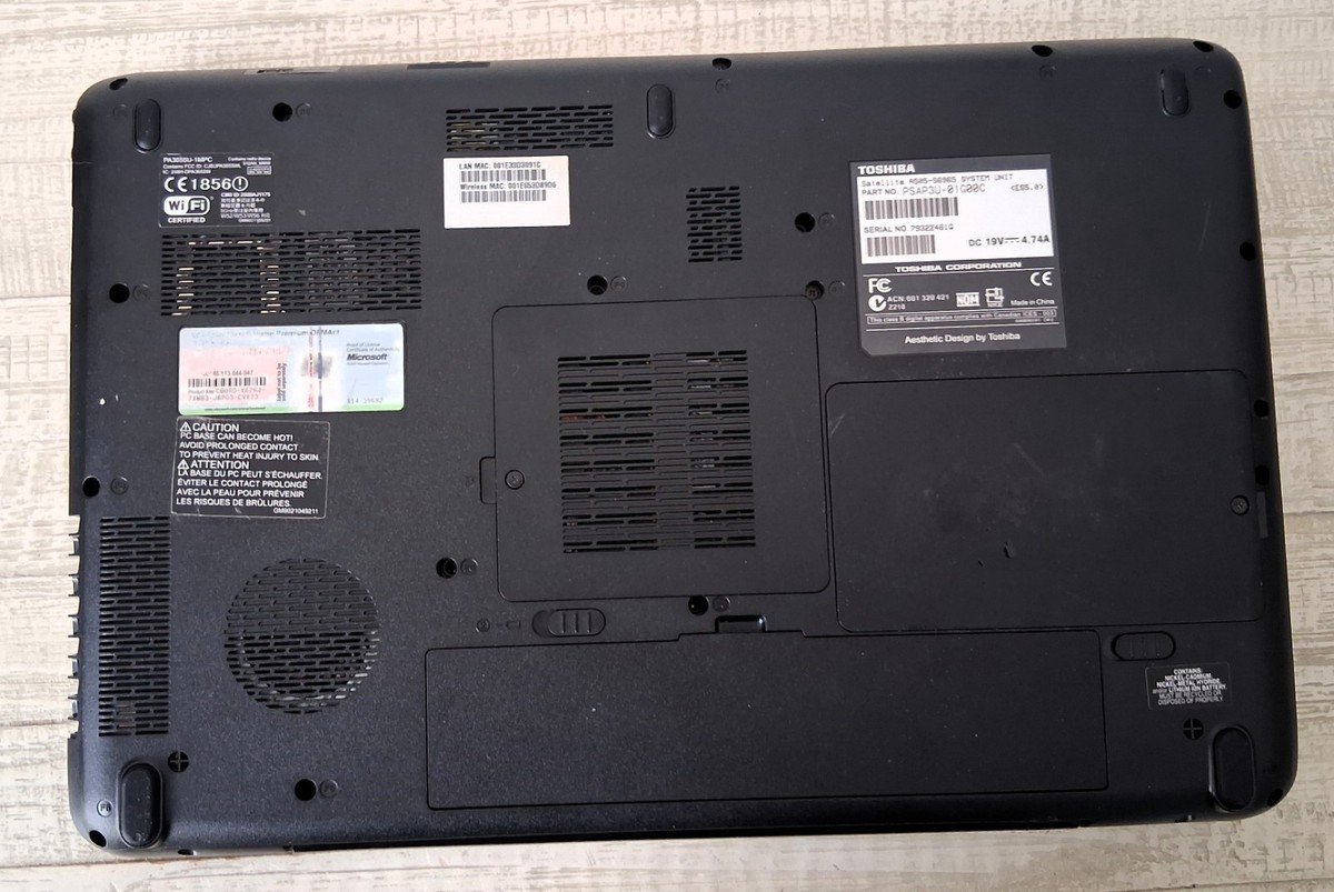 Toshiba Satellite A505 Intel Core 2 Duo P7350 2.00 GHz 4GB RAM No