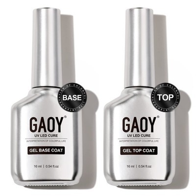 GAOY 16ml 2 Pcs Glassy Gel Top Coat and Base Coat Set,No Wipe Foundation Combina