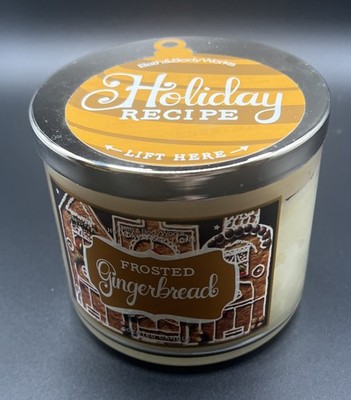 New Rare Bath & Body Works 3-Wick Frosted Gingerbread Candle Recipe Lid 14.5 Oz.