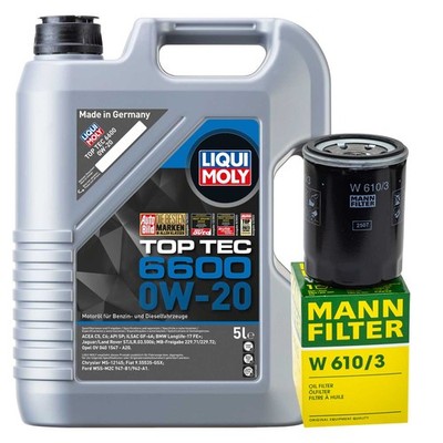 Motoröl Set Liqui Moly 0W-20 5 Liter + Ölfilter für Mitsubishi Eclipse 1.5 GK