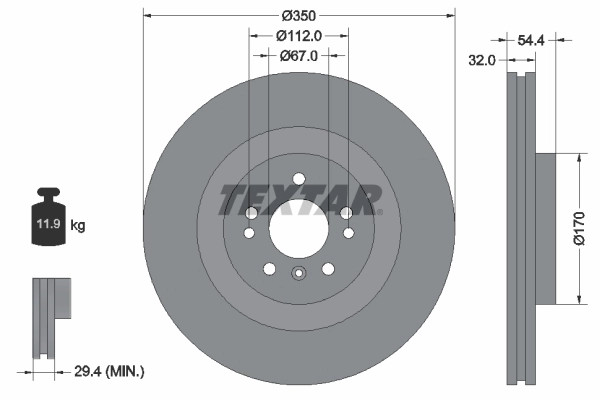 Disques de frein ventilés Textar 92284205 anti évanouissement chaud