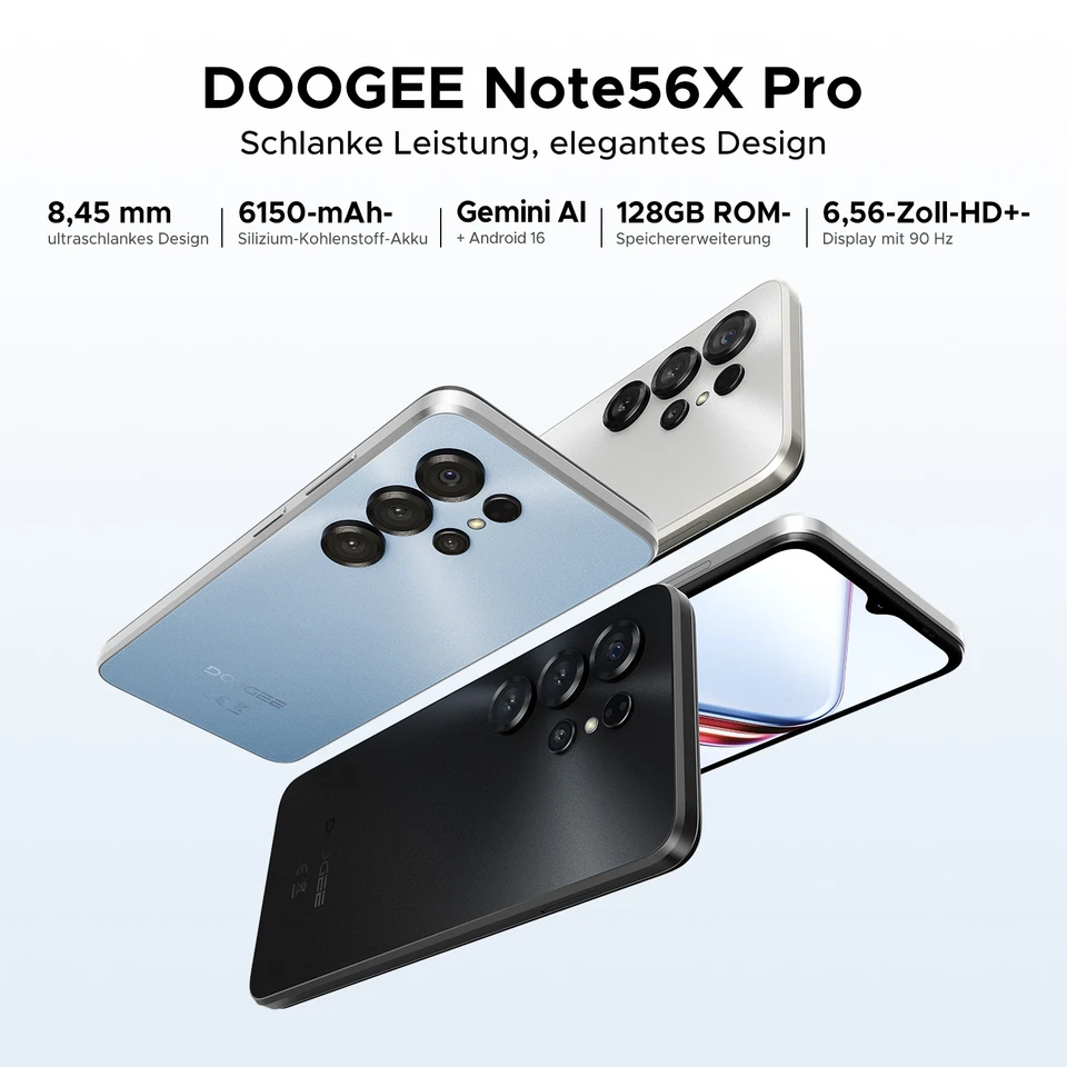 DOOGEE Note56XPro Handy Ohne Vertrag Android16 6150mAh 32GB+128GB Smartphone NFC - Bild 3 von 4