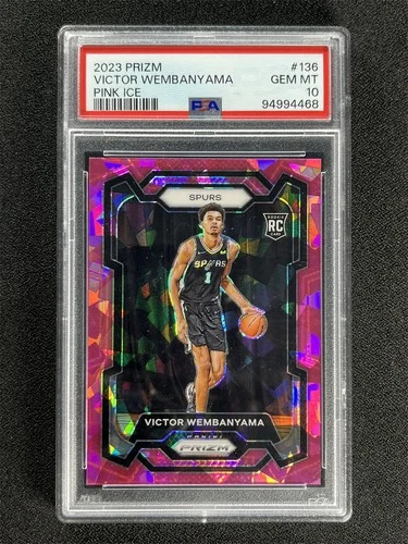2023-24 Panini Prizm Victor Wembanyama #136 Pink Cracked Ice RC PSA 10 MT &06242