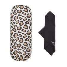 Leopard Hard Shell Glasses case for Women Cheetah Print White Leopard