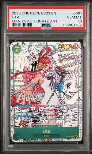 2026 ONE PIECE EB03-EXTRA BOOSTER HEROINES EDITION MANGA ALT ART #061 UTA PSA 10