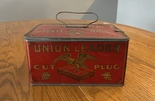 Antique UNION LEADER CUT PLUG EMPTY TOBACCO TIN