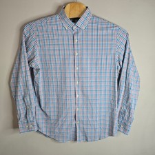 Peter Millar Summer Comfort Plaid Button Down Shirt Mens XL Blue Red White