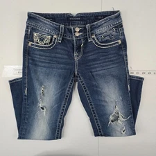 Vigoss the chelsea capri jeans blue denim 1/2 length 23 denim womeens 5149