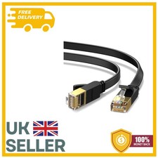 Ultra-Fast 10Gbps Cat 7 Flat Ethernet Cable - 1M, Gold-Plated RJ45 Connectors