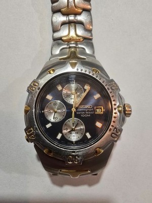 seiko 7t32 - 6m49 chronograph two tone