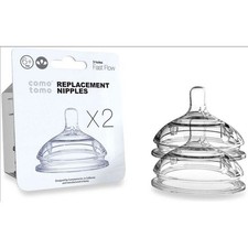 NEW Comotomo Replacement Silicone Nipples 3 Hole Fast Flow 6 months Infants