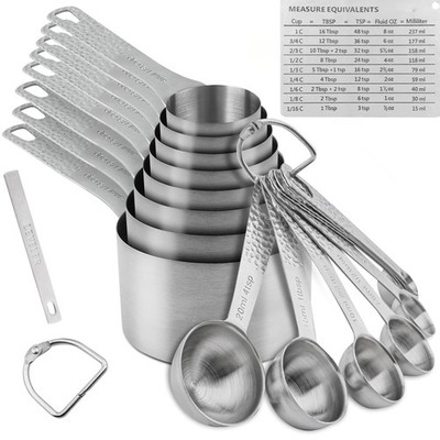Measuring Cups and Spoons Set 19, Stainless Steel Measuring Cups and Spoons S...