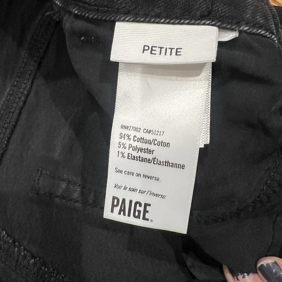 Pantalones de mezclilla PAIGE Sasha Petite de pierna ancha - negro víbora desgastado - talla 28P Foto 4 de 4