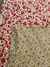 Pottery Barn Spring Floral Duvet Cover Red/Pink/Yellow rev Green Floral/Leaf EUC