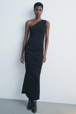 NWT Zara One Shoulder Sleeveless Black Long Dress Size Medium
