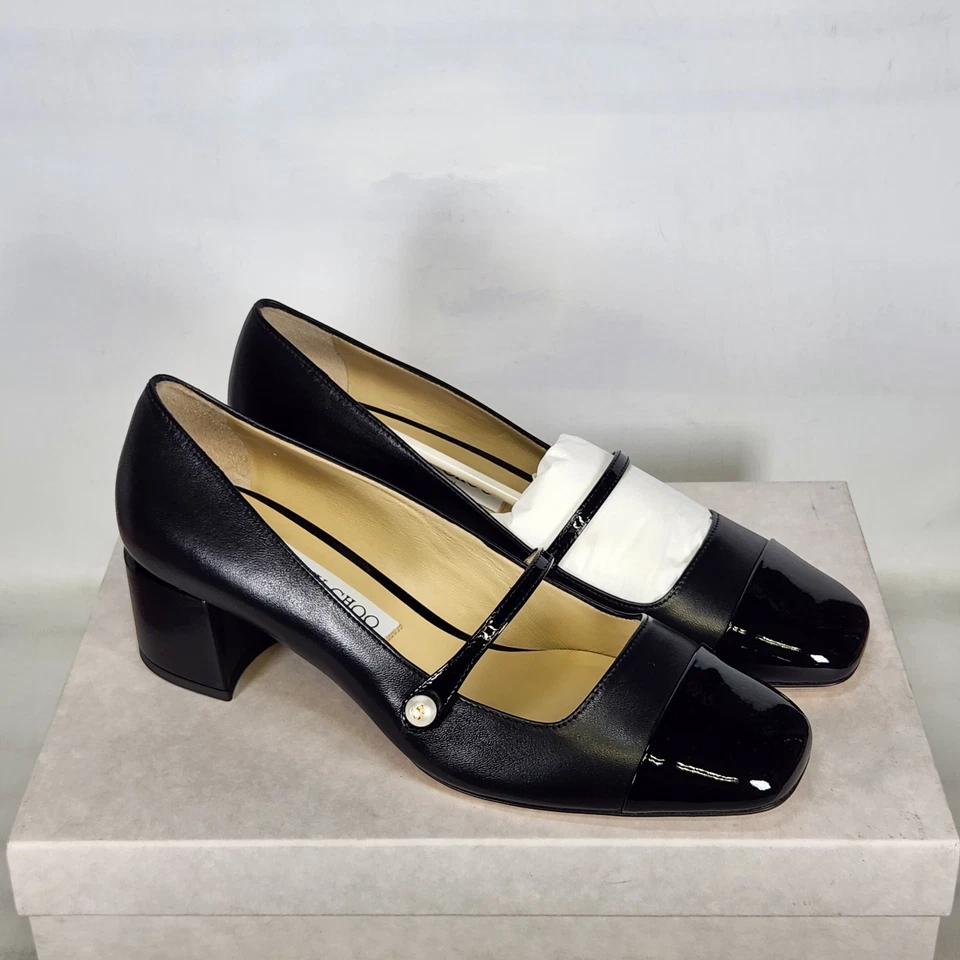 Talla 8.5 (EU 38.5) - Jimmy Choo London Elisa 45 - Patente Negra / Napa Negra Foto 2 de 4