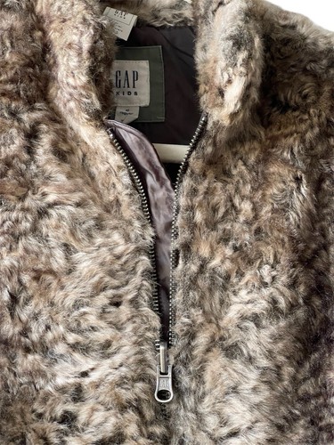 Gap Kids Girls Animal Print Faux Fur Full Zip Vest with Pockets, XL - Picture 2 of 12