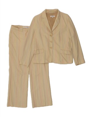 ESCADA Damen 3 Knopf 2 Teiler Anzug EU 42 Große W33 L29 Beige Gestreift DK29