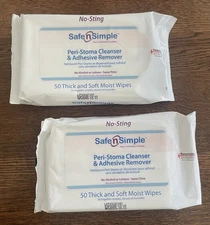 Safe n Simple Peri-Stoma Cleanser & Adhesive Remover (2 Packs of 50 Each)