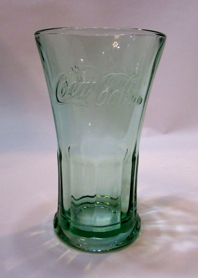 Vintage 80's Coca Cola Heavy Green Flared Thick Libbey Glass Coke Float Soda Pop