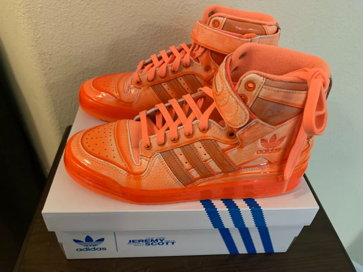 NIB Mens Jeremy Scott x Adidas Forum High Dipped Sneaker Signal Orange Size 8.5