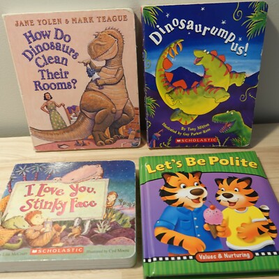 4 Board Books ~ Older Kids 4-7 Years~ About A Mother's Love, Dinosaurs, Chores 
