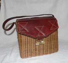 Vintage Wicker Rattan Purse 1970'S
