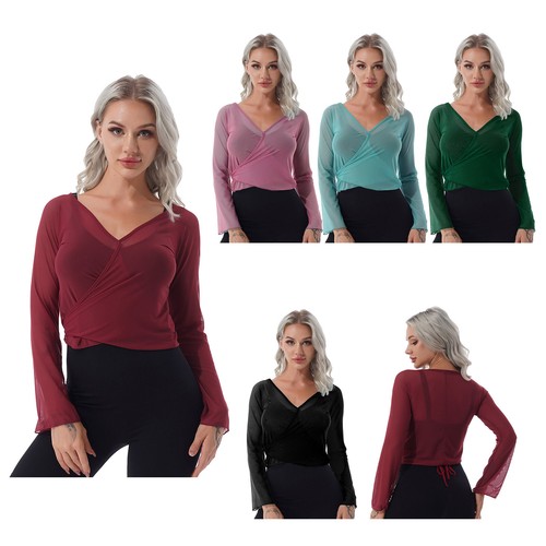 Ballet Wrap Top Dance See-through Mesh 