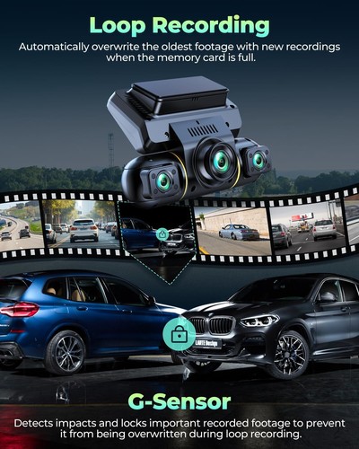 4 Channel 360°Dash Cam Front Rear Inside 1080P Car Camera W/ Hardwire Kit 128GB - Picture 5 of 8