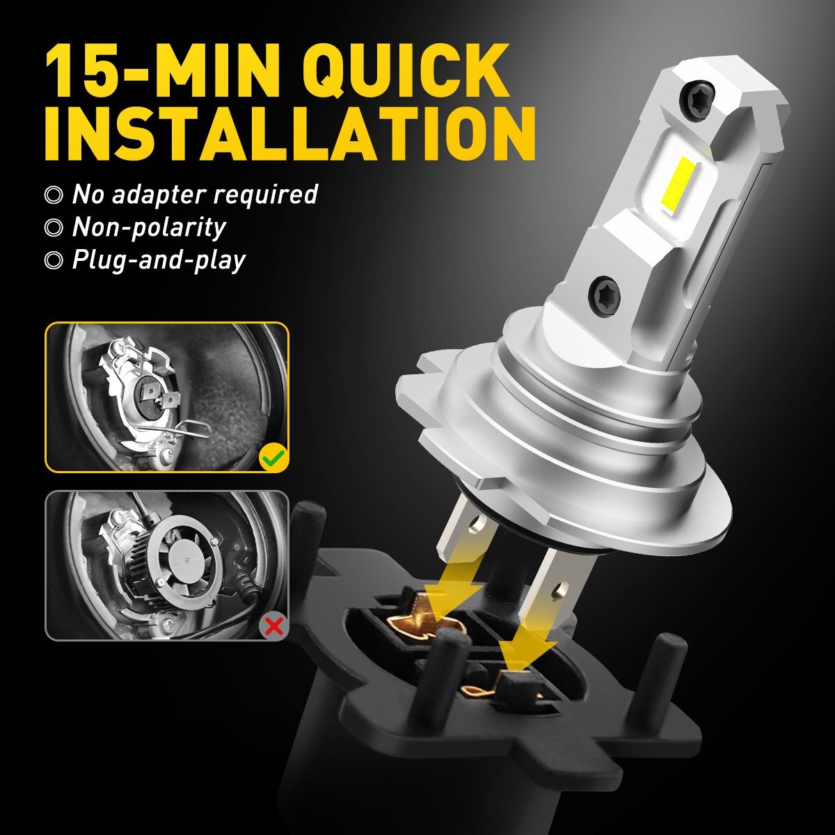 2x H7 LED Headlight Bulb Kit High Low Beam 100W 40000LM