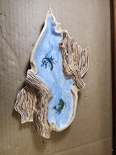 Vintage Ceramic Ashtray Sporting Fishing Outdoor Theamed Great Condition.