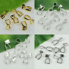 20/50/100pcs Pendant Pinch Bails Silver/Dull Silver/Gold Plated 14mm/16mm/20mm